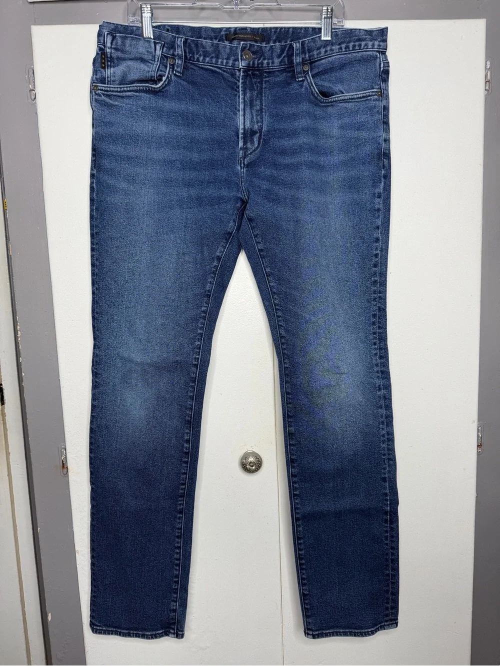 John Varvatos Bowery Slim Straight Mens Denim Jeans Size 36x32 blue